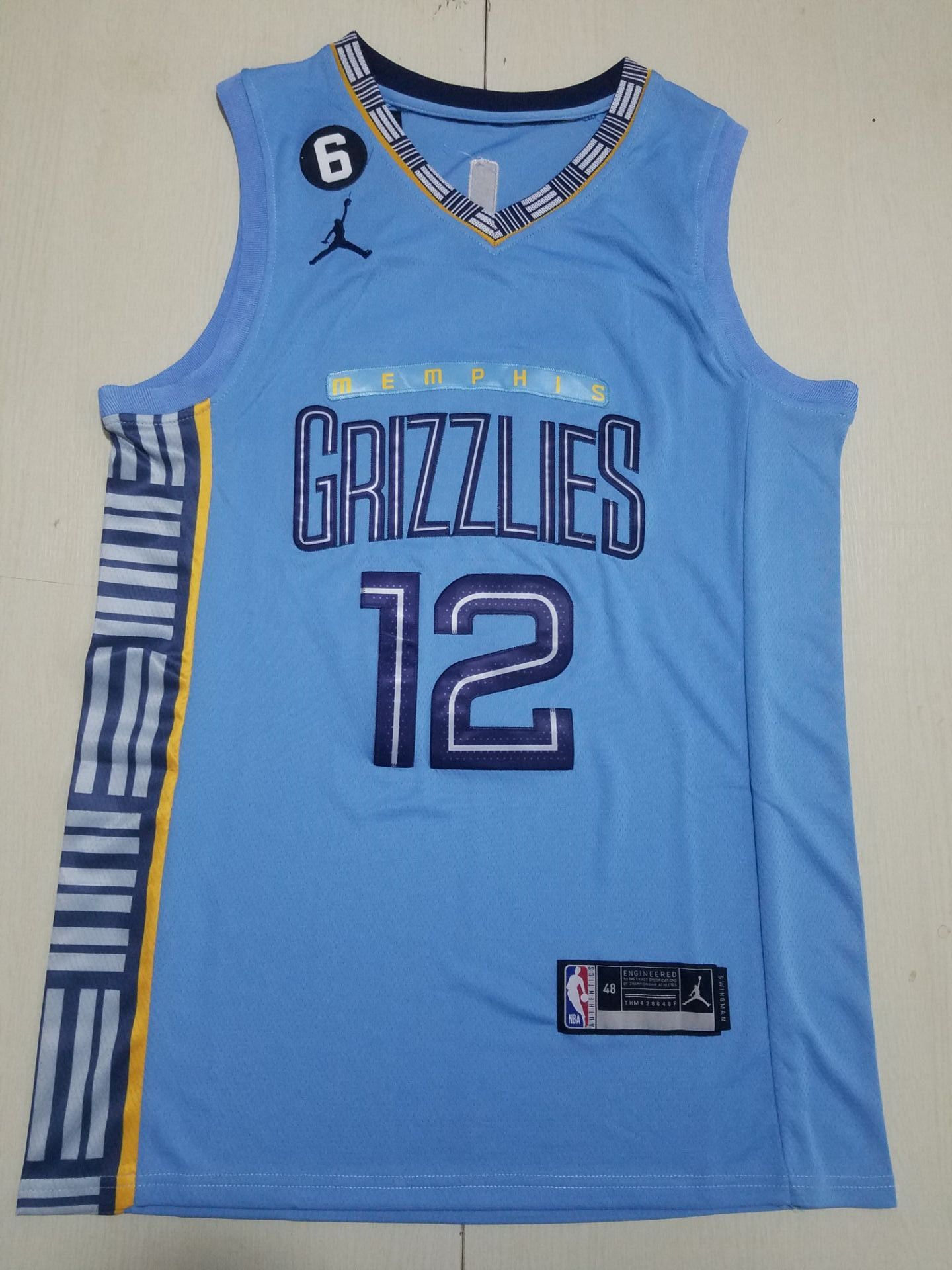 Men Memphis Grizzlies #12 Morant Light Blue 2022 NBA Jersey->new orleans pelicans->NBA Jersey